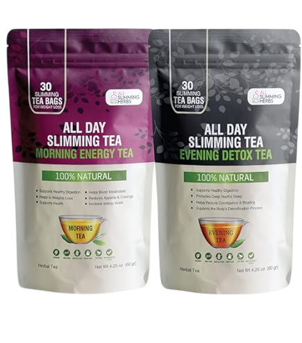 All Day Slimming Tea Morning Energy & Evening Detox Herbal Tea 100% Natural